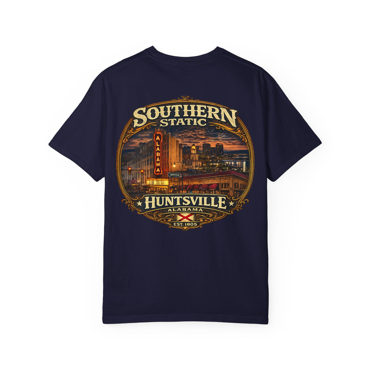 Huntsville Alabama Southern Static T-Shirt — Vintage City Skyline Tee