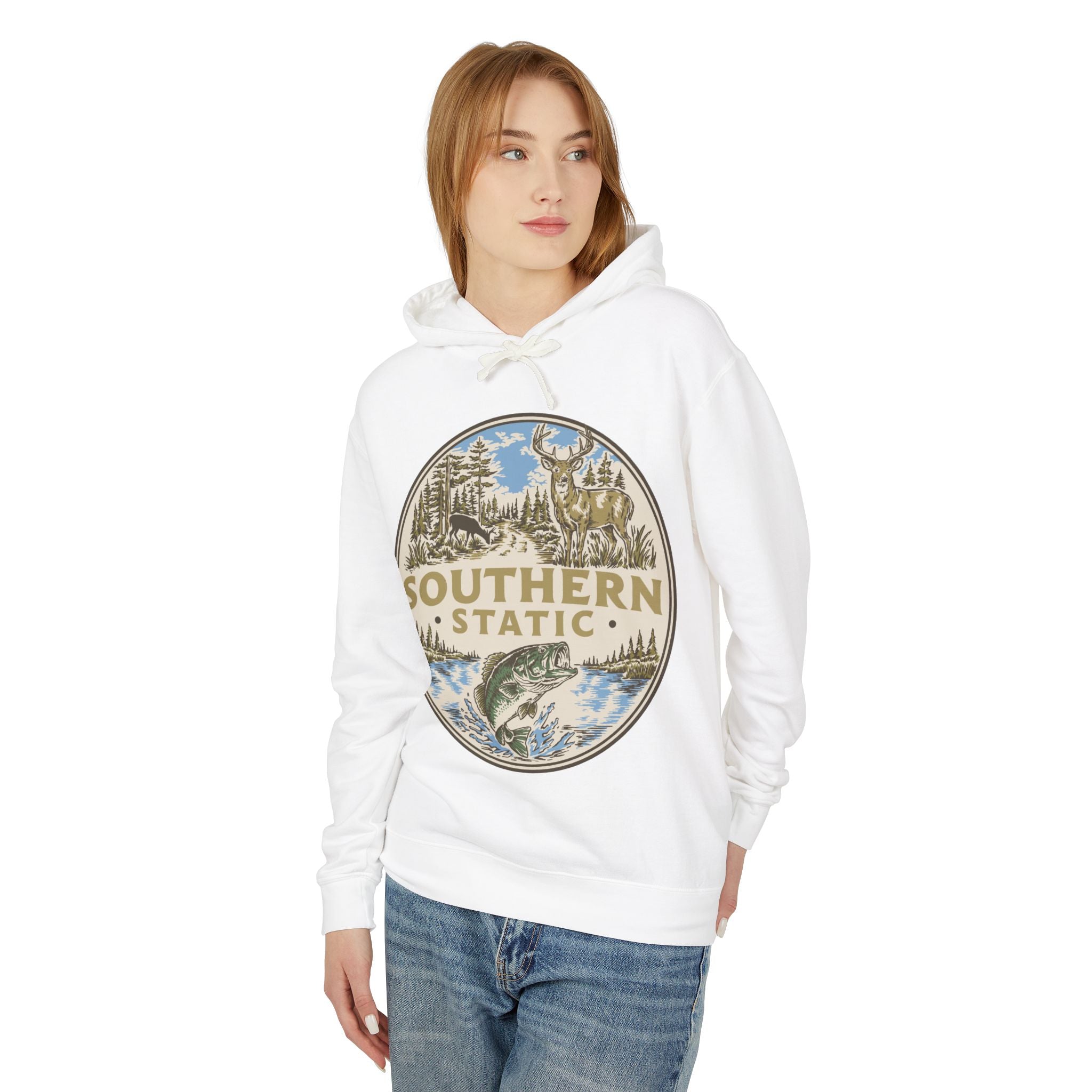 Southern Static Fishing Hoodie - Vintage Outdoors Bass Sweatshirt