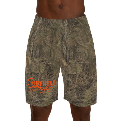 Camo Jogger Shorts — Southern Static Orange Logo
