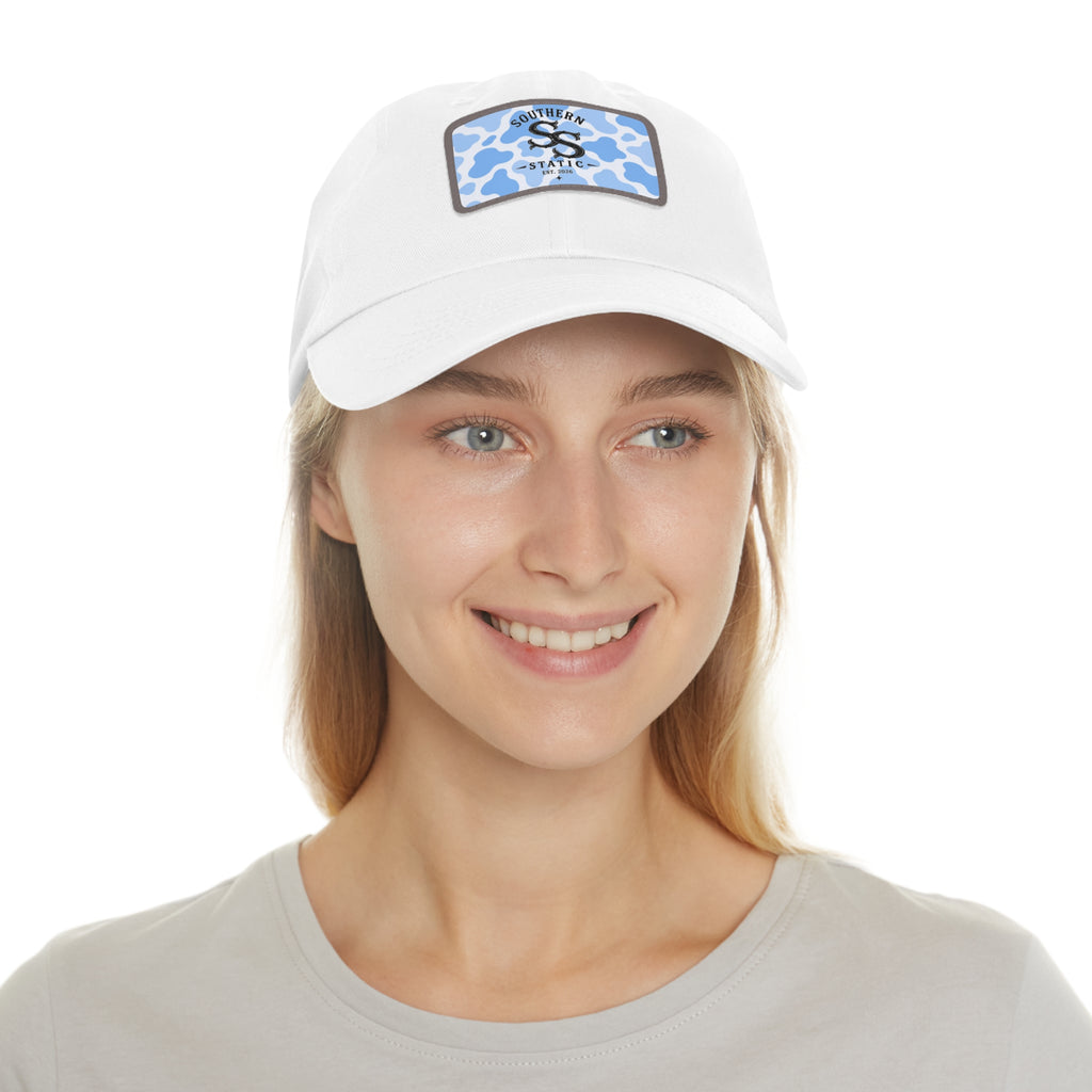Southern Static Blue Camo Leather Patch Dad Hat