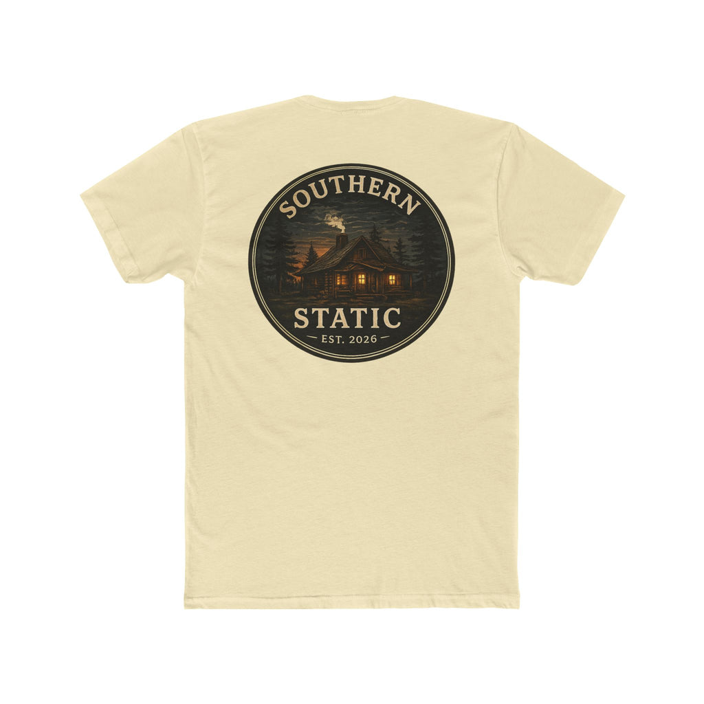 Southern Static Cabin Tee — Rustic Mountain Logo T-Shirt