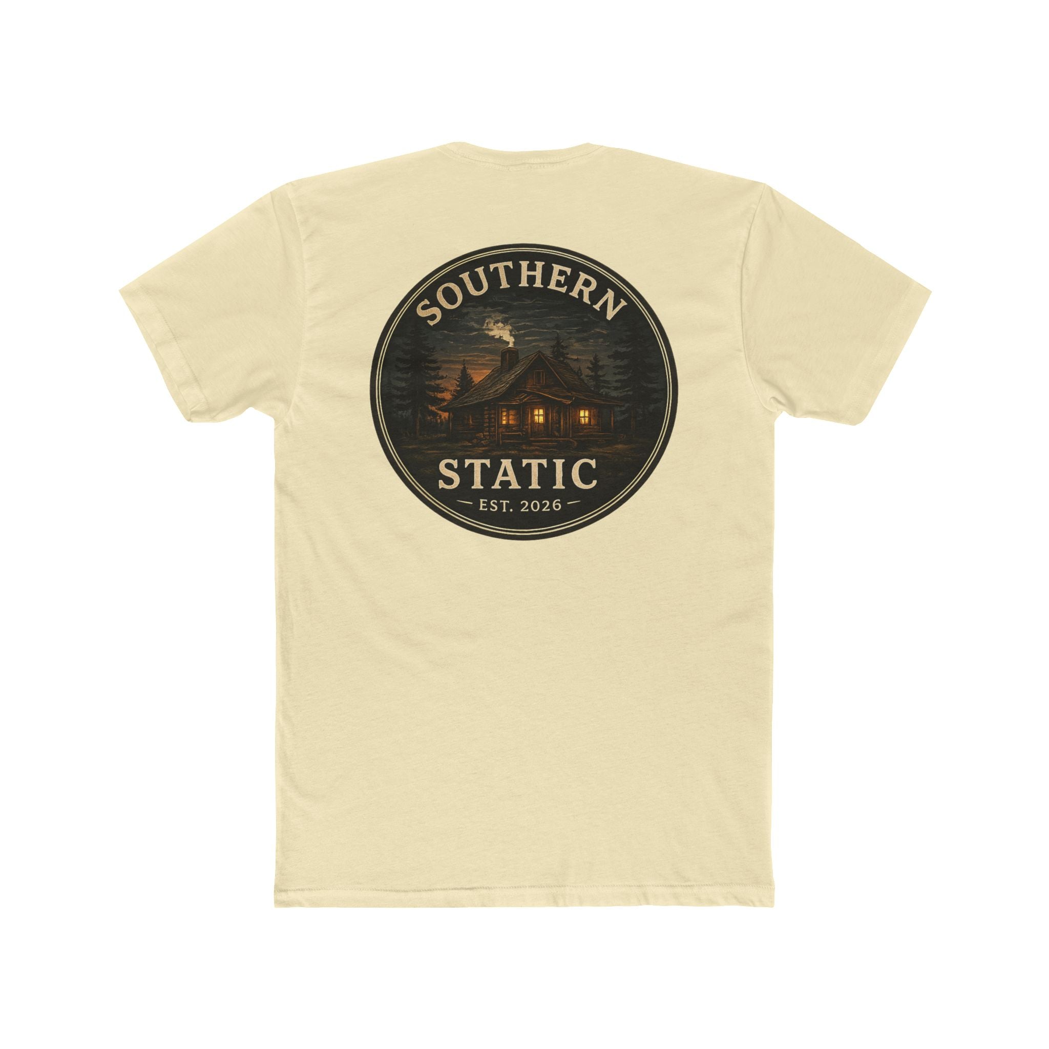 Southern Static Cabin Tee — Rustic Mountain Logo T-Shirt