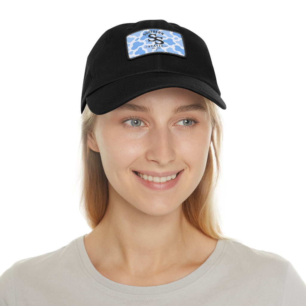 Southern Static Blue Camo Leather Patch Dad Hat