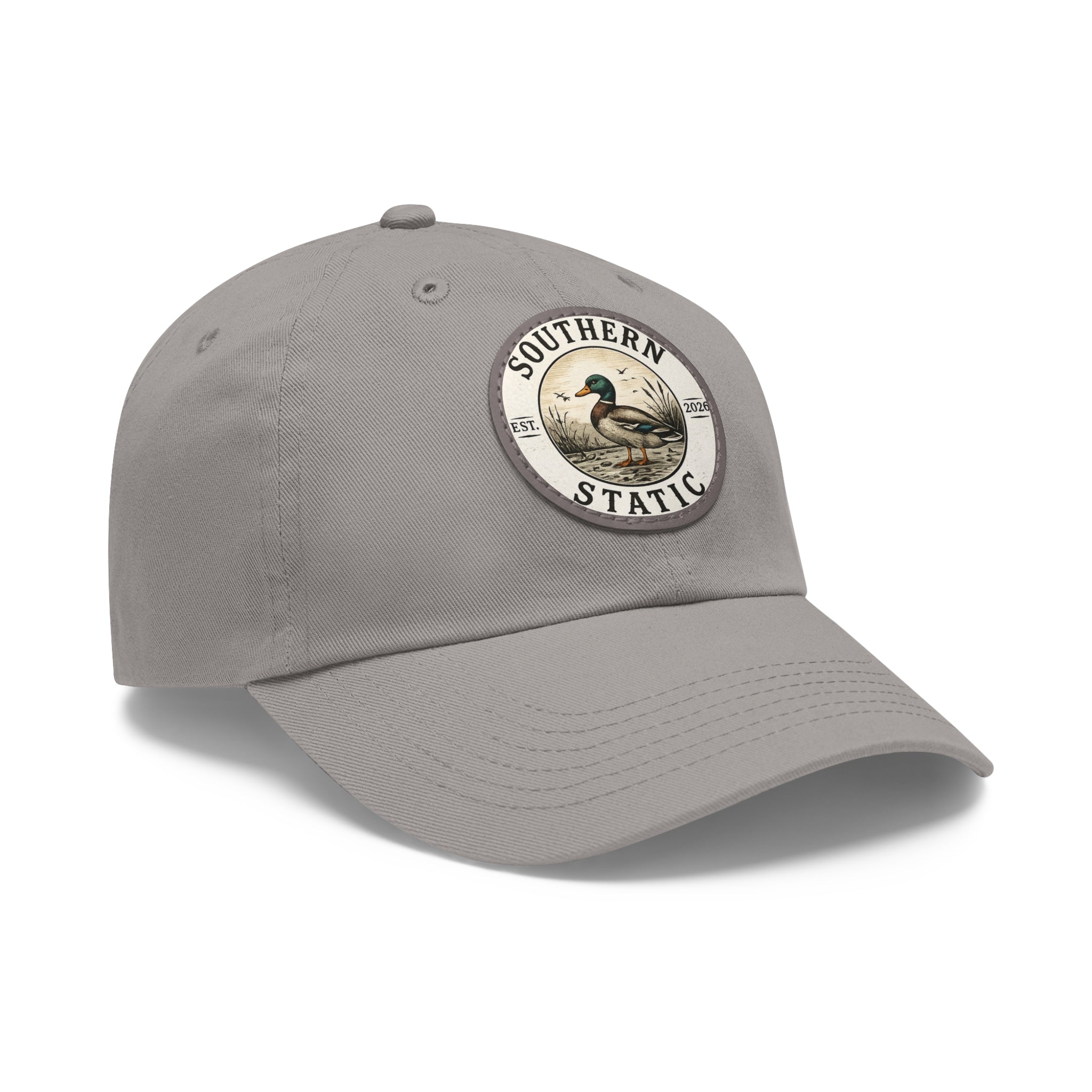 Duck Patch Dad Hat — Southern Statics Leather Round Patch Cap
