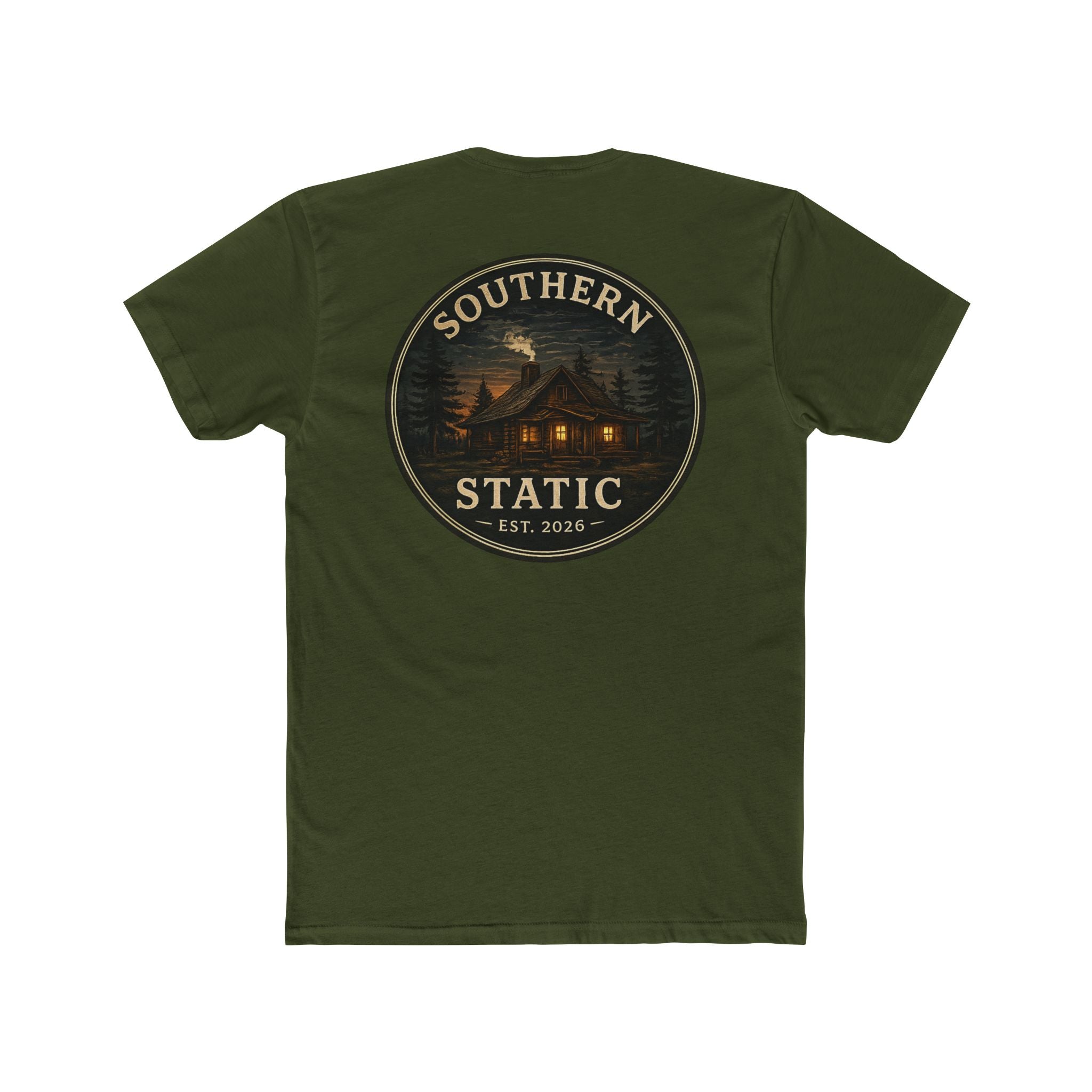Southern Static Cabin Tee — Rustic Mountain Logo T-Shirt