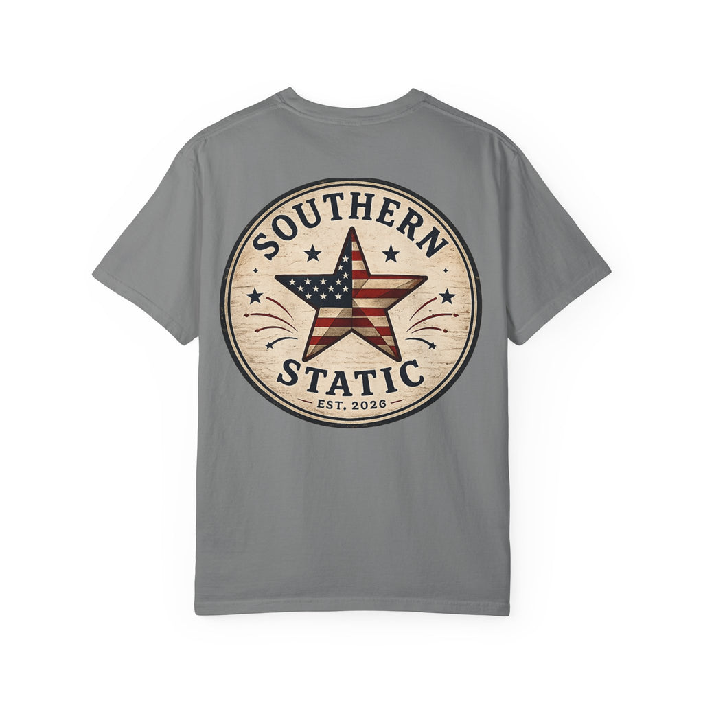 Men’s Southern Static Star T-Shirt — American Flag Vintage Logo Tee