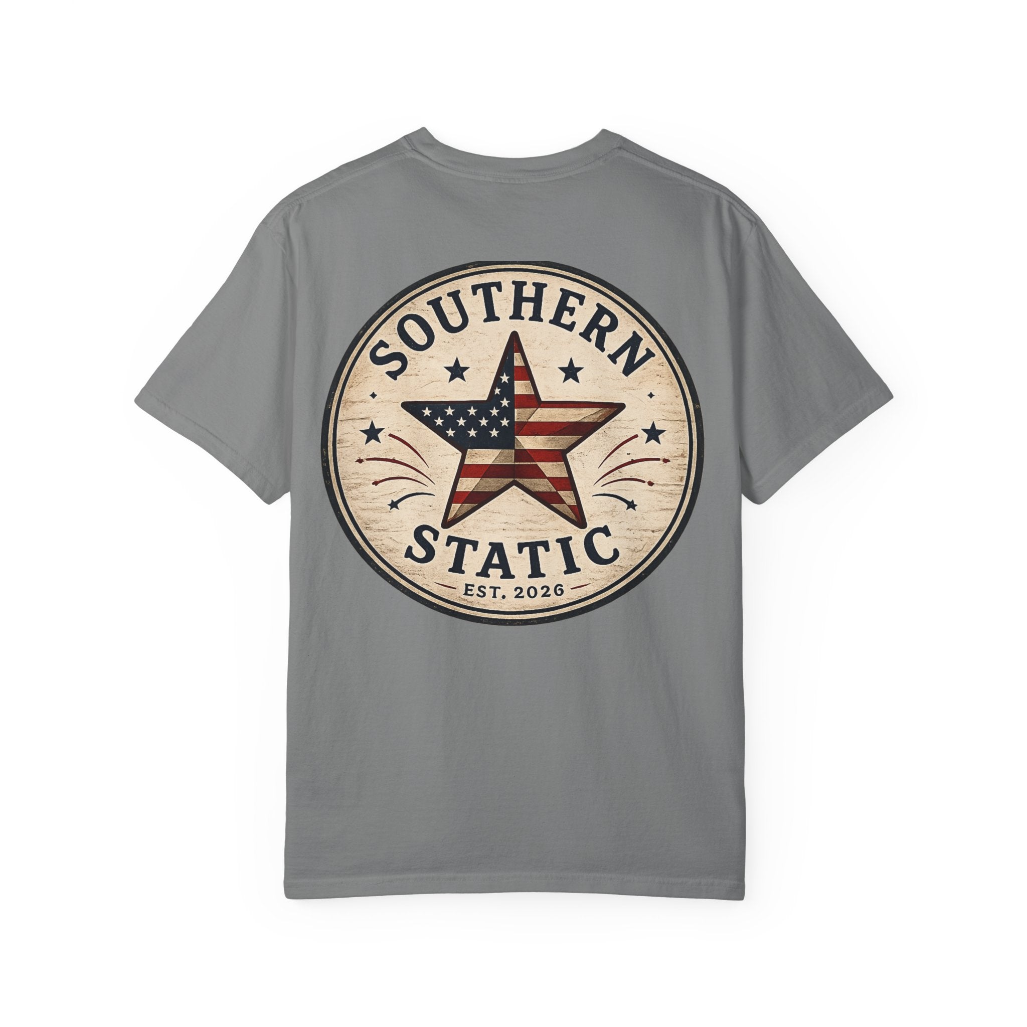 Men’s Southern Static Star T-Shirt — American Flag Vintage Logo Tee
