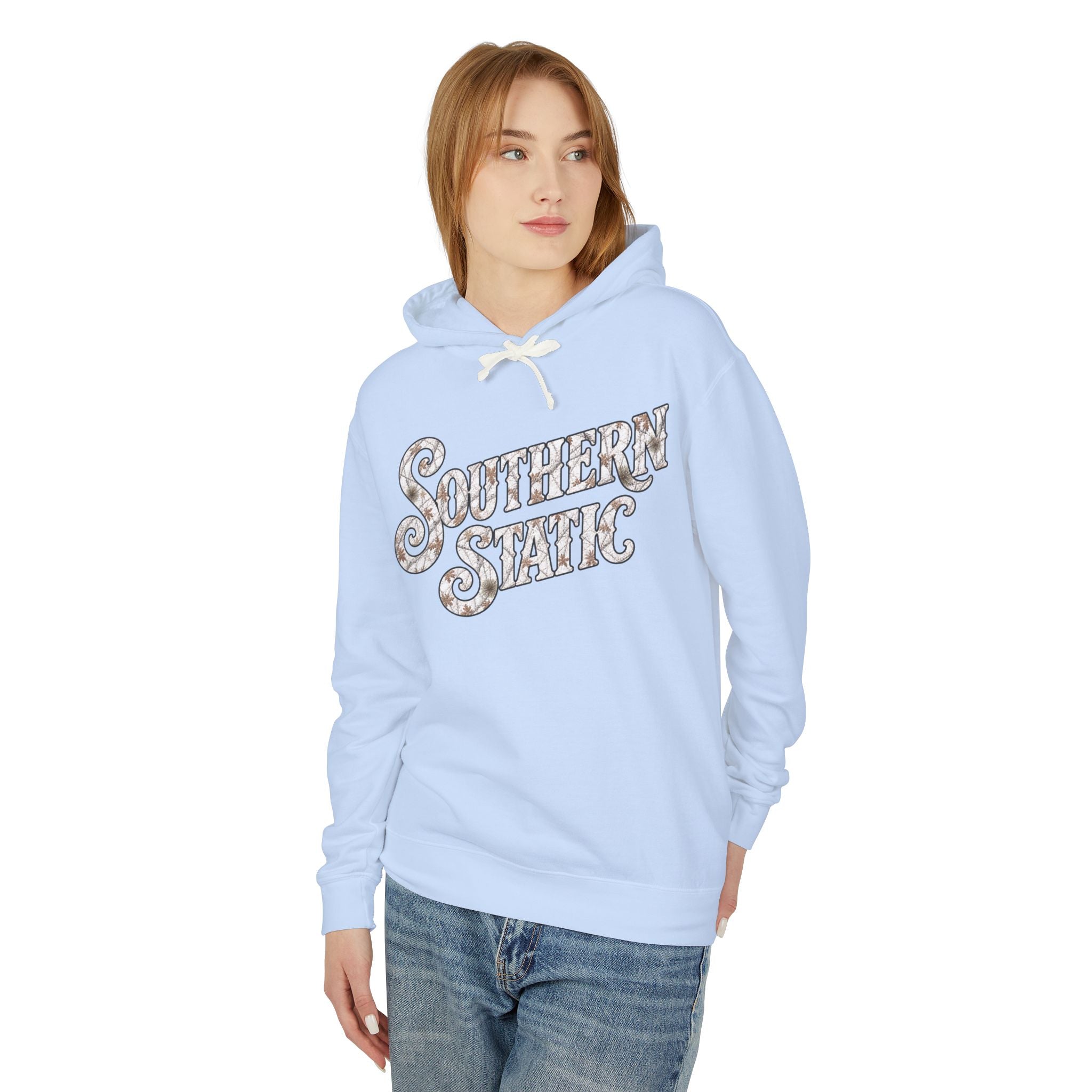 Southern Static Hoodie — Retro Floral Script Lightweight Hoodie