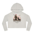 Cropped Hoodie — Southern Static Duck Hunter Graphic (Woman & Dog)