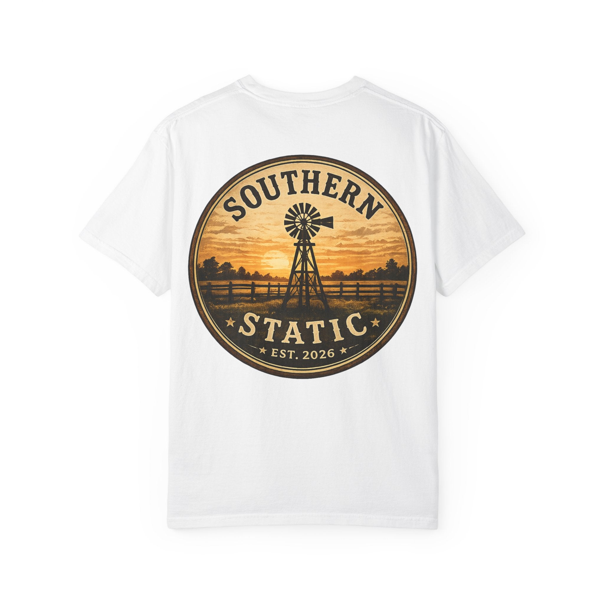 Southern Static Windmill T-Shirt — Vintage Sunset Graphic Tee