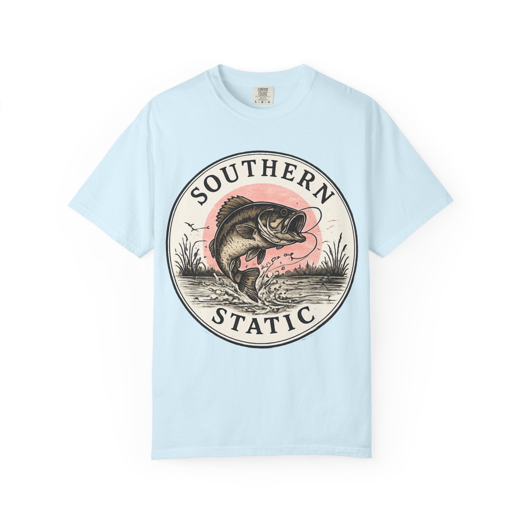 Bass Fishing Graphic T-Shirt — "Southern Static" Vintage Pond Logo