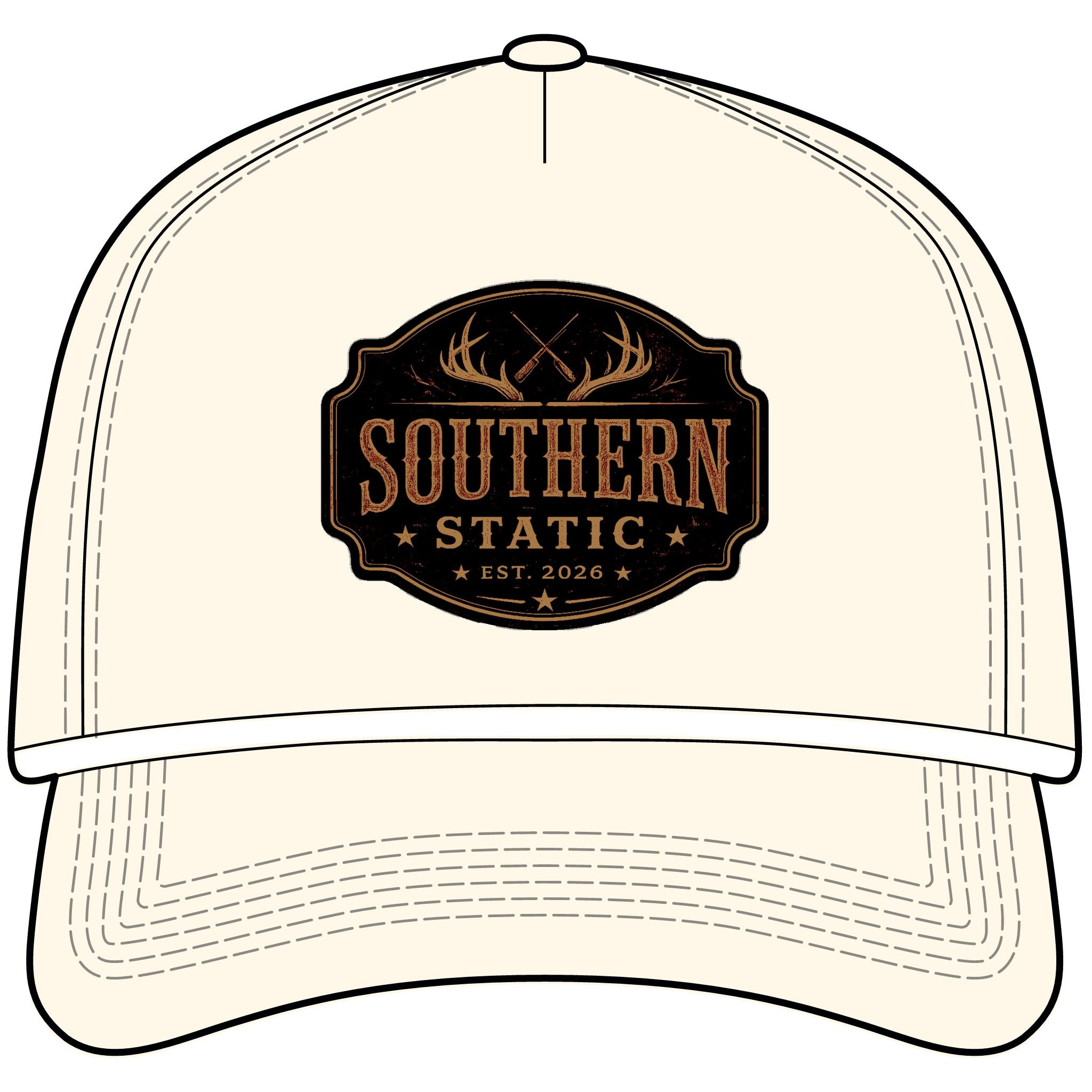 Vintage Southern Static Rope Cap - Sunwashed Trucker Hat with Deer Antler Patch