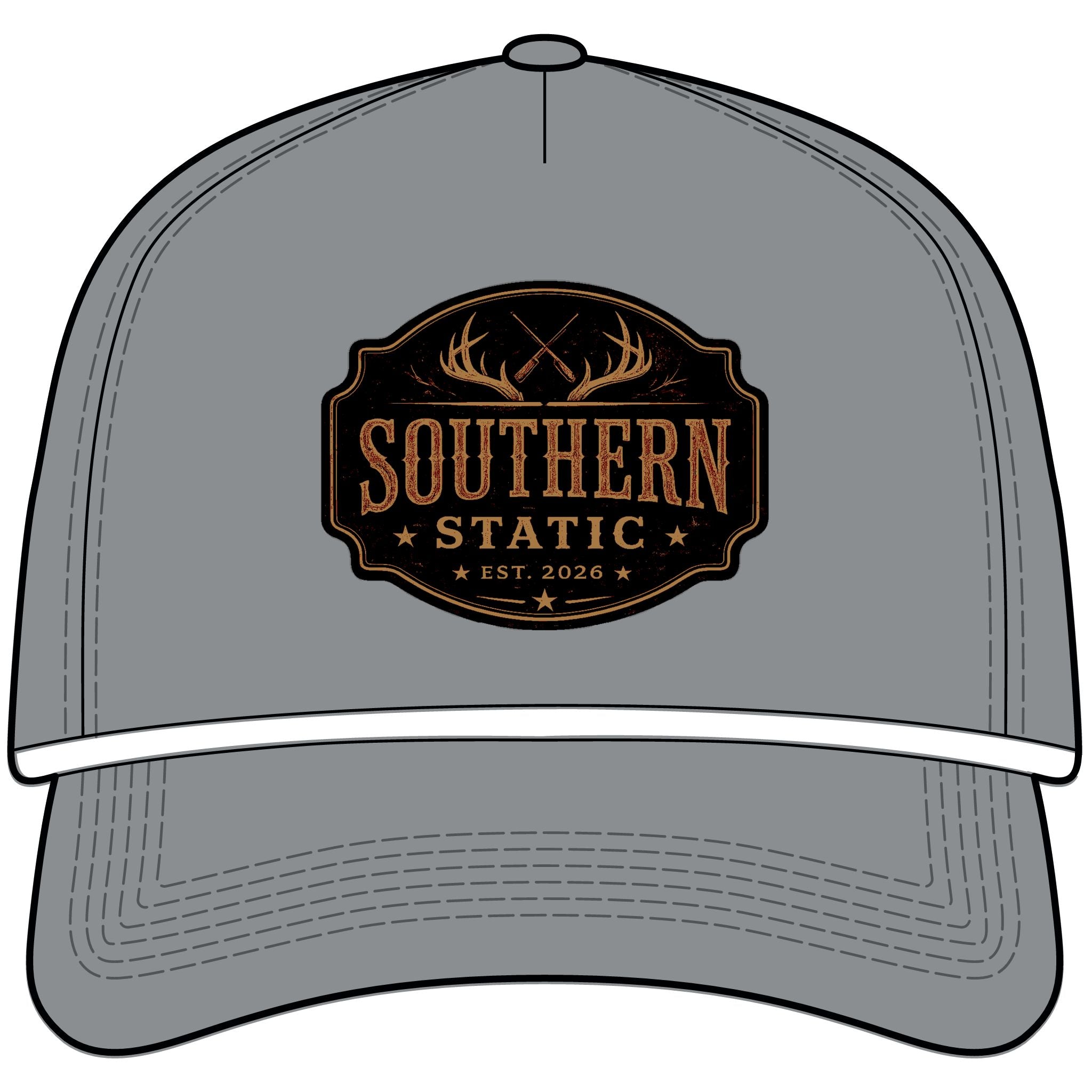 Vintage Southern Static Rope Cap - Sunwashed Trucker Hat with Deer Antler Patch