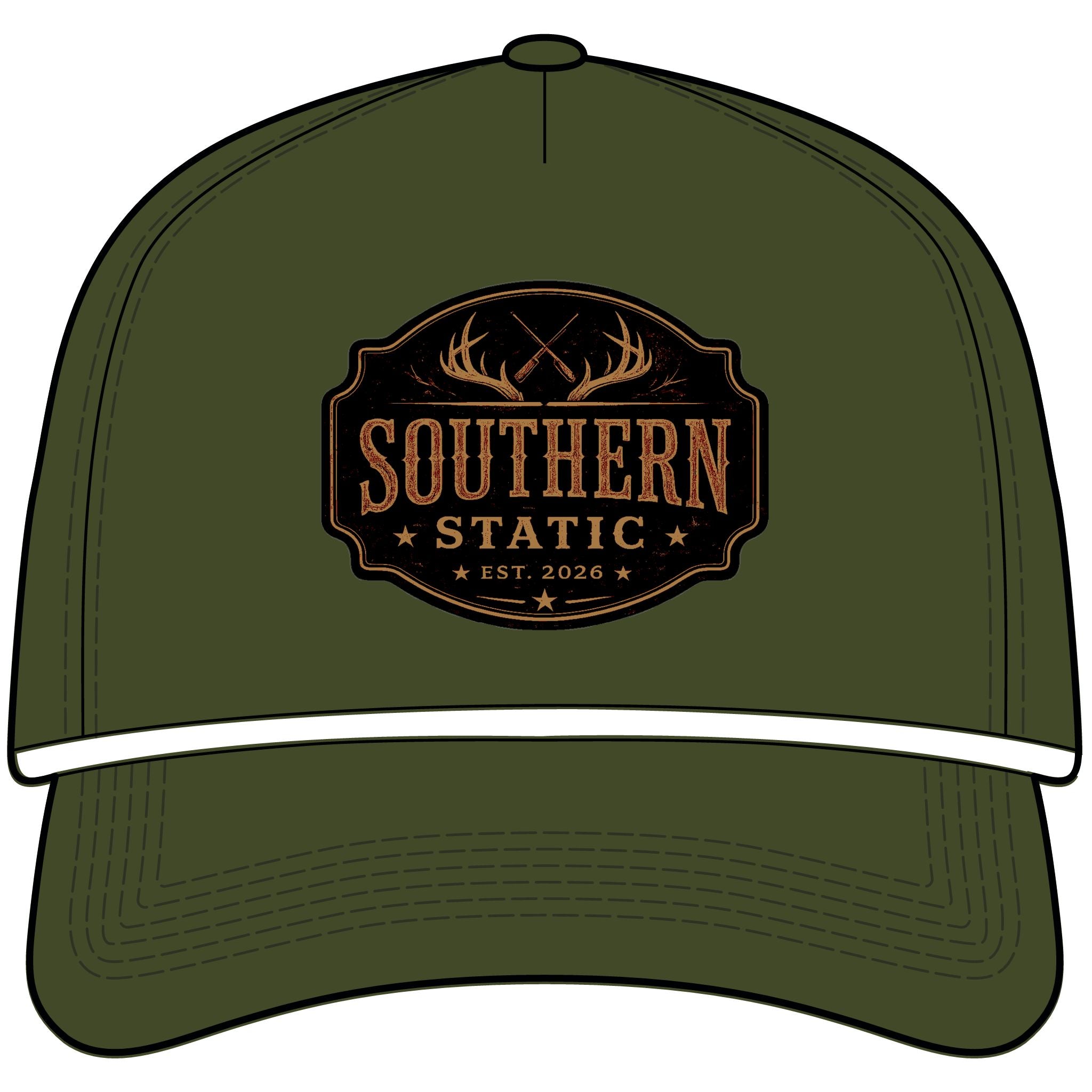 Vintage Southern Static Rope Cap - Sunwashed Trucker Hat with Deer Antler Patch