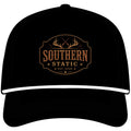 Vintage Southern Static Rope Cap - Sunwashed Trucker Hat with Deer Antler Patch