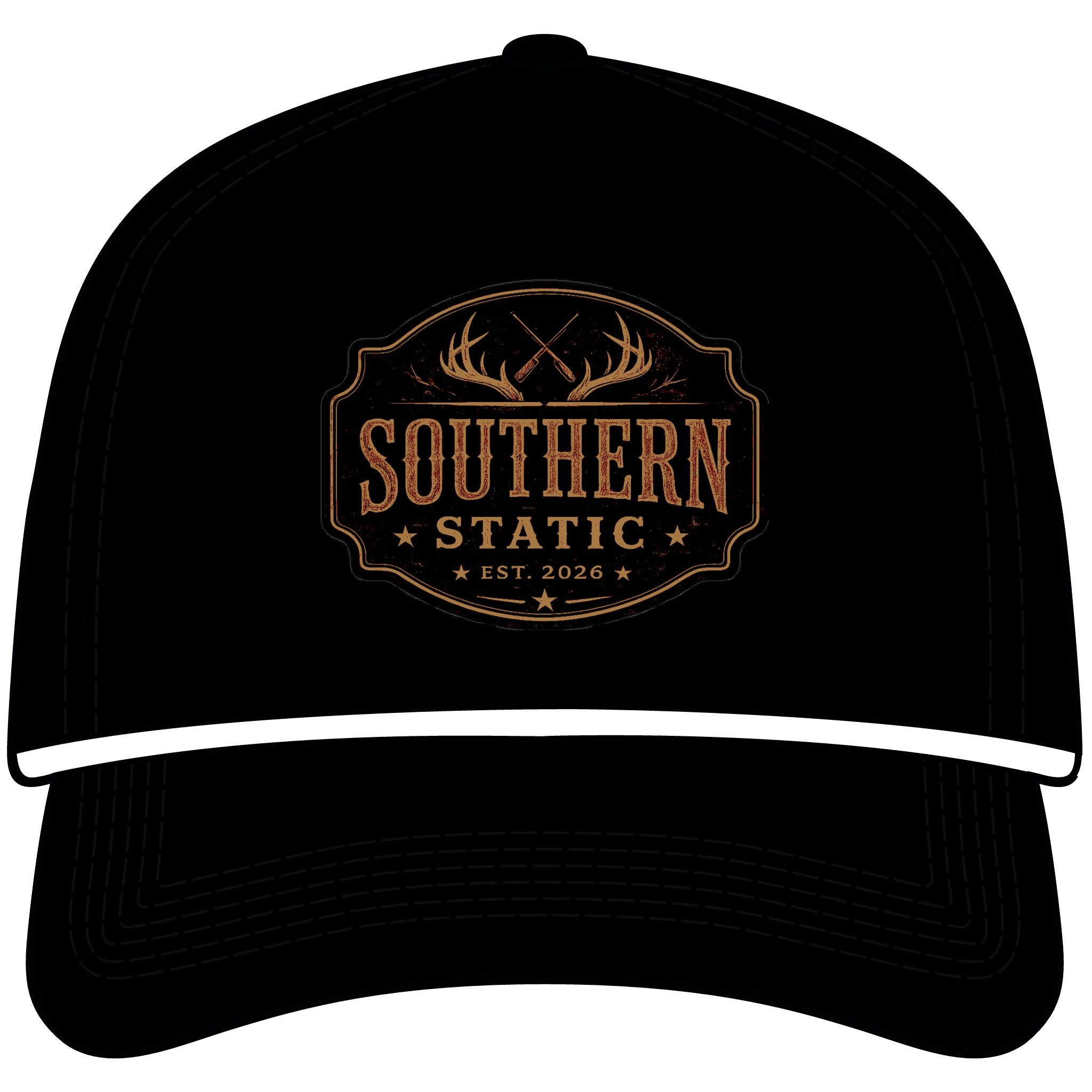 Vintage Southern Static Rope Cap - Sunwashed Trucker Hat with Deer Antler Patch