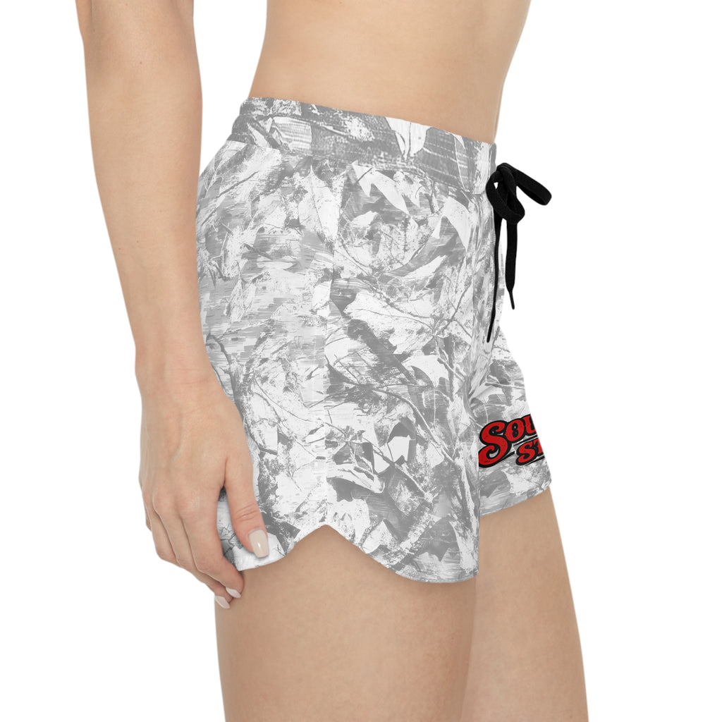 Southern Static Camo Women's Casual Shorts – Relaxed AOP Summer Lounge Shorts