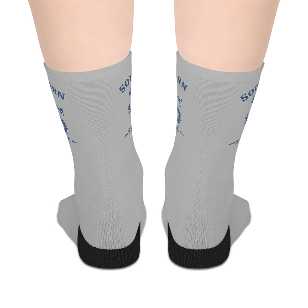 Southern Music Club Mid-Length Socks — Vintage Blue Logo Crew Socks
