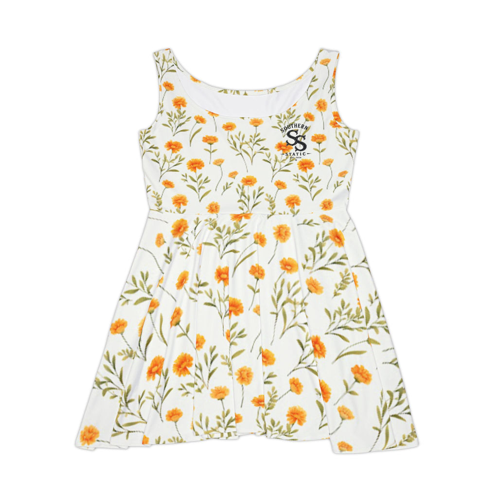 Floral Skater Dress — Yellow Daisy All-Over Print