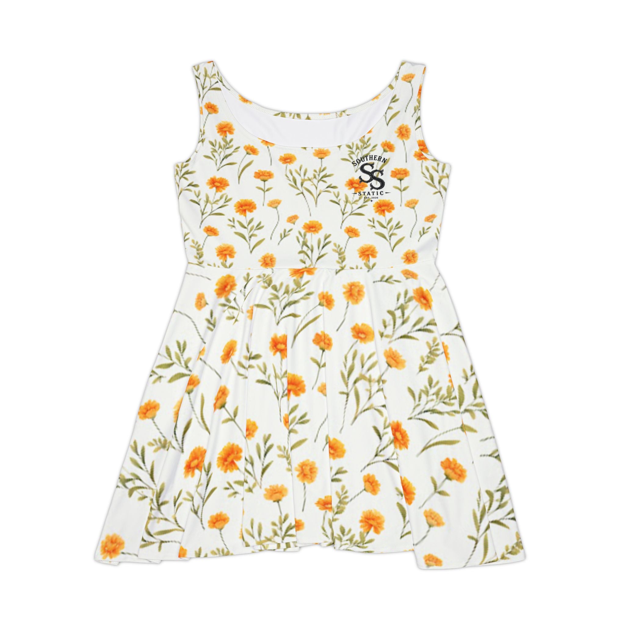 Floral Skater Dress — Yellow Daisy All-Over Print
