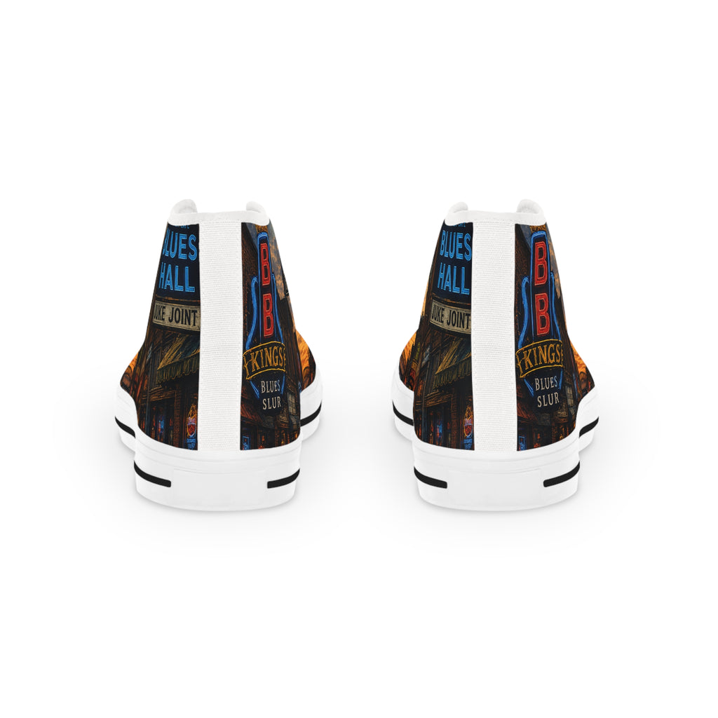 High Top Sneakers - Urban Sunset Cityscape Print