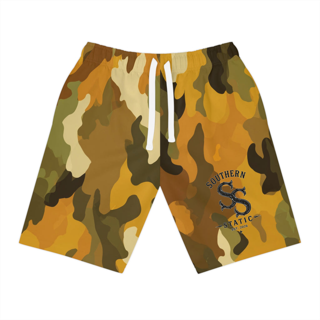 Camo Athletic Long Shorts — Southern Static Logo Performance Swim/Workout Shorts