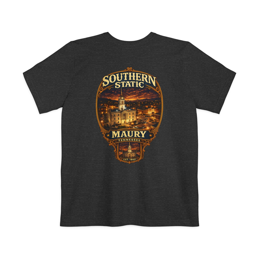 Southern Static Maury Pocket T-Shirt — Nashville Night Skyline Tee