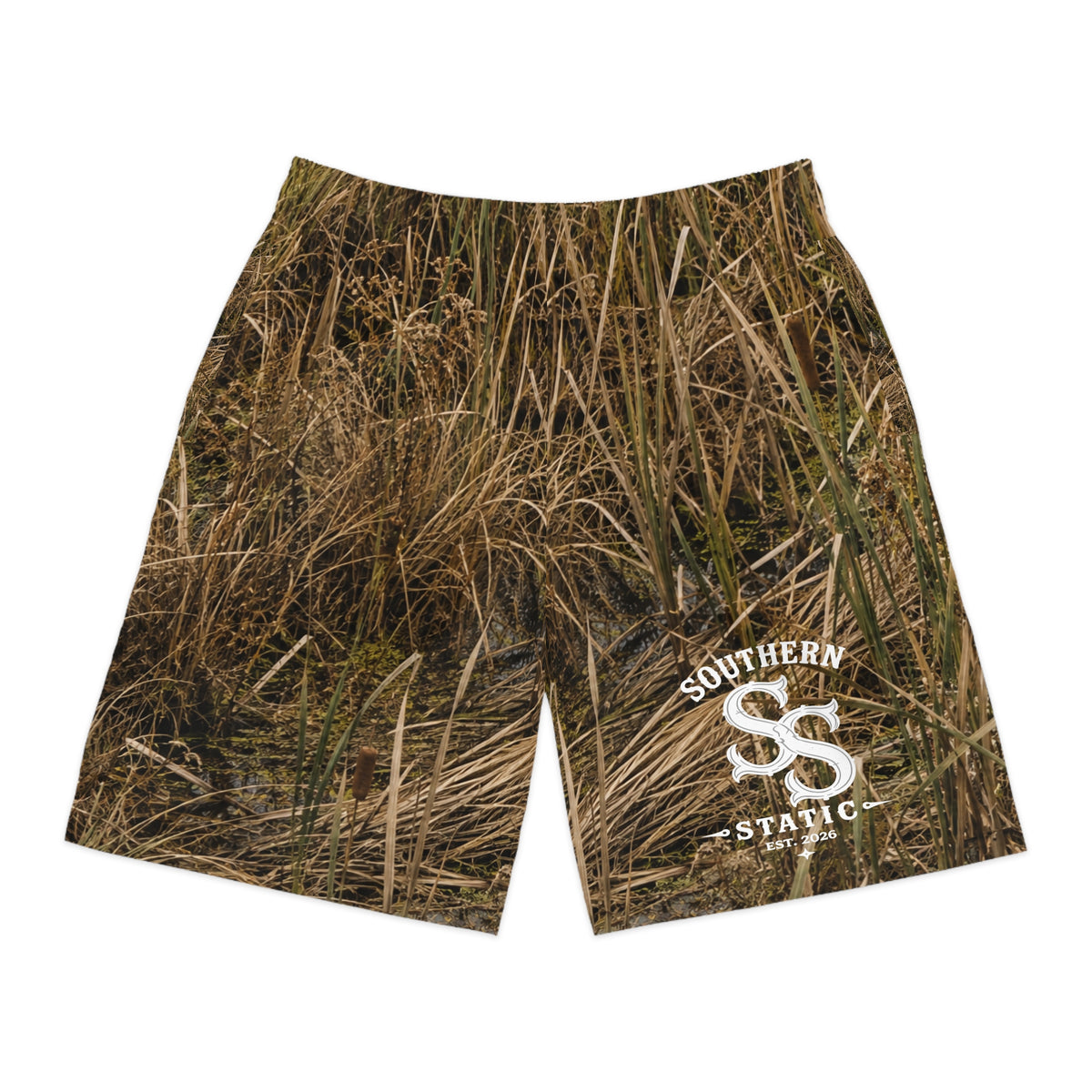 Camouflage Grass Print Jogger Shorts