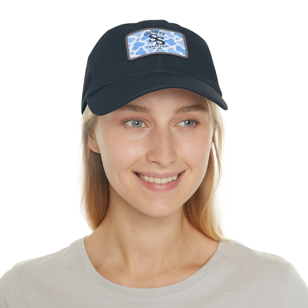Southern Static Blue Camo Leather Patch Dad Hat
