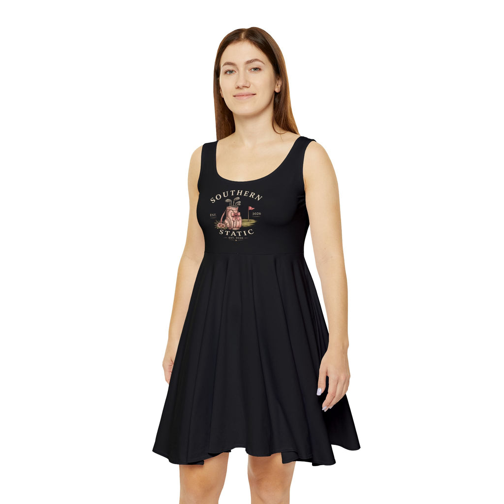 Southern Static Black Skater Dress – Vintage Motorcycle Graphic