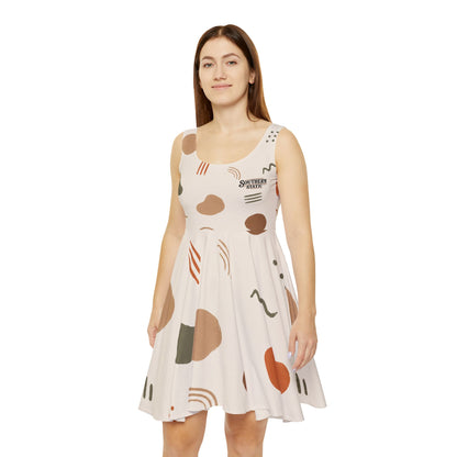 Abstract Earth Tone Shapes Skater Dress | AOP