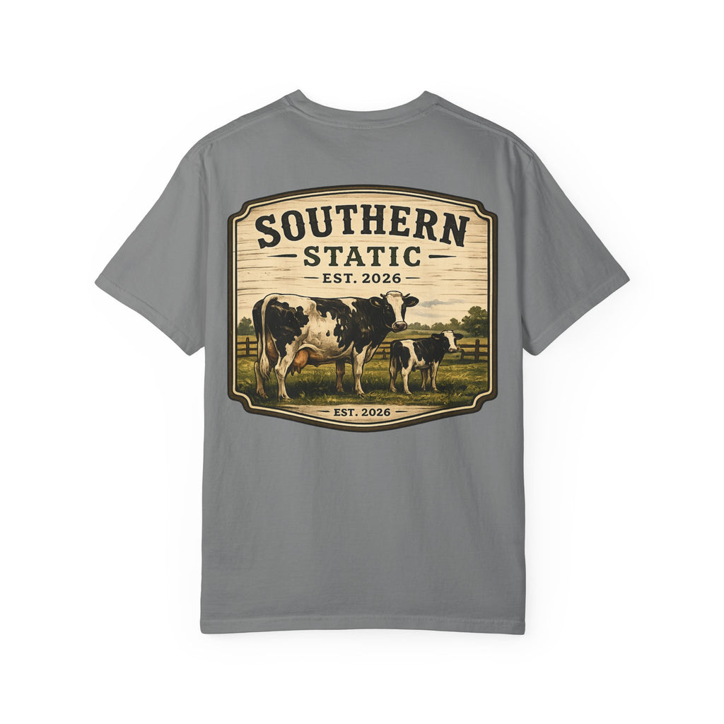 Southern Static Cow Farm T-Shirt — Vintage Ranch Graphic Tee