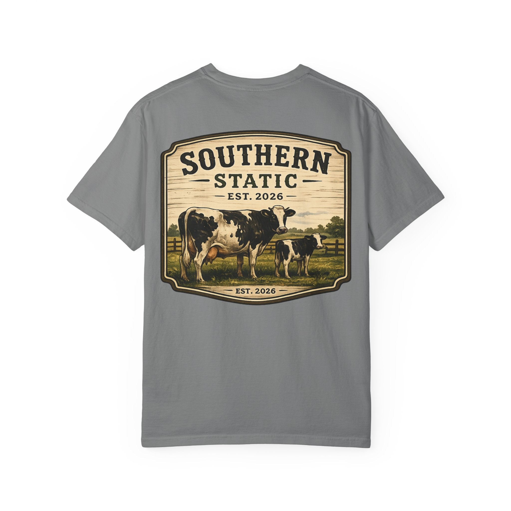 Southern Static Cow Farm T-Shirt — Vintage Ranch Graphic Tee