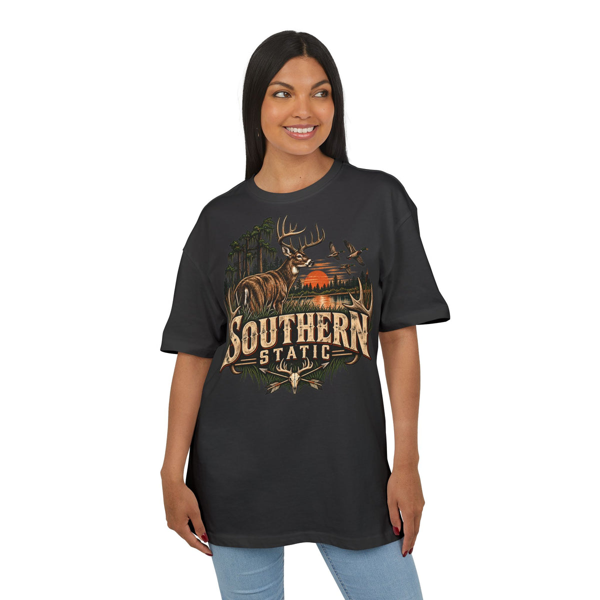 Southern Station Graphic Tee — Deer & Sunset Hunting T‑Shirt