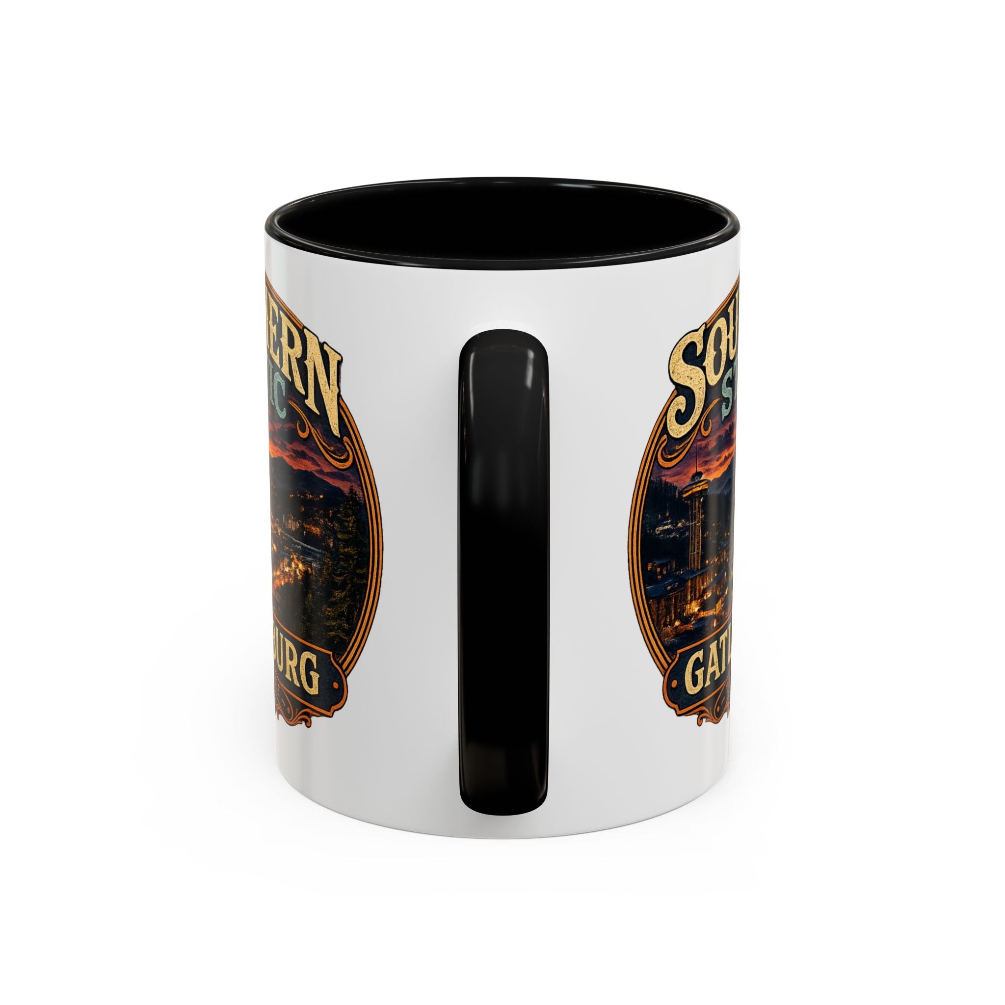 Southern Static Gatlinburg Coffee Mug | Scenic Tennessee Mountains, Night Skyline