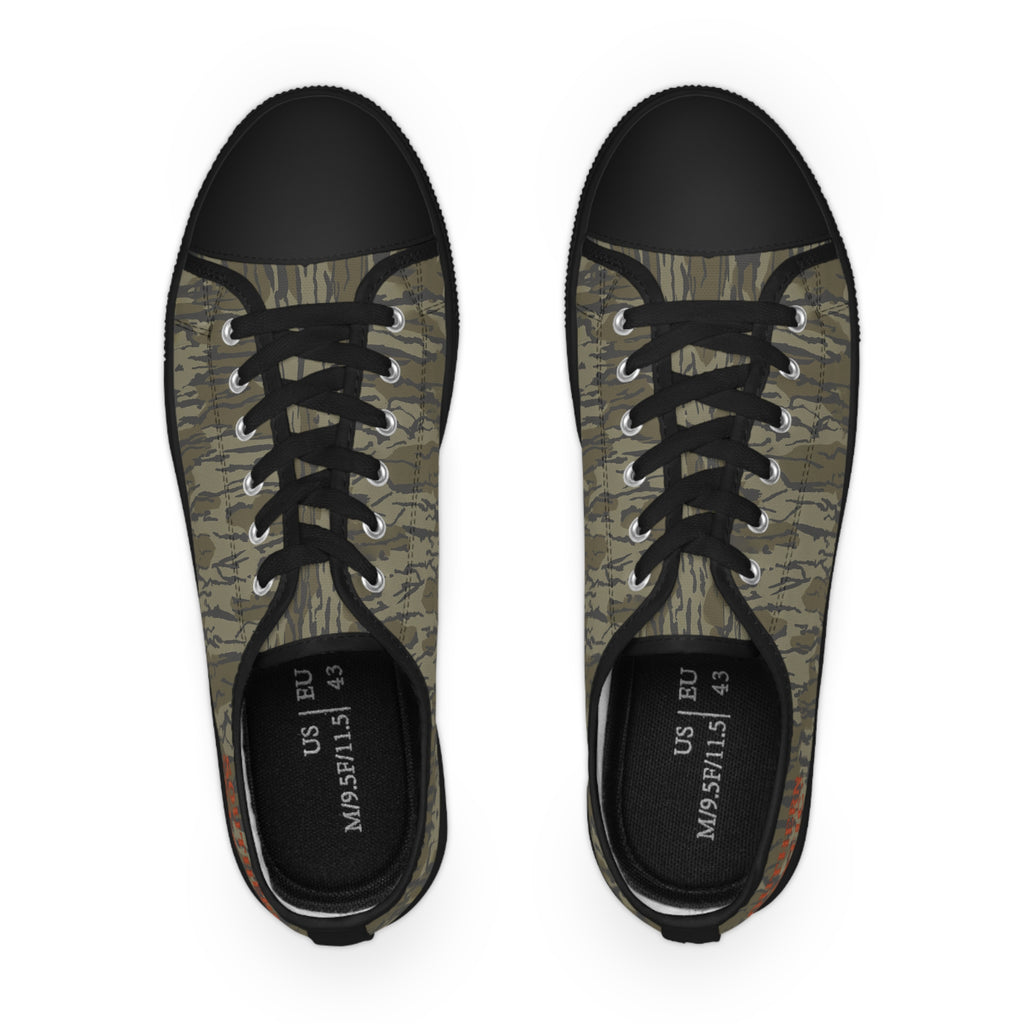 Camo Tiger Stripe Men’s Low Top Sneakers — Rugged Olive Military Style
