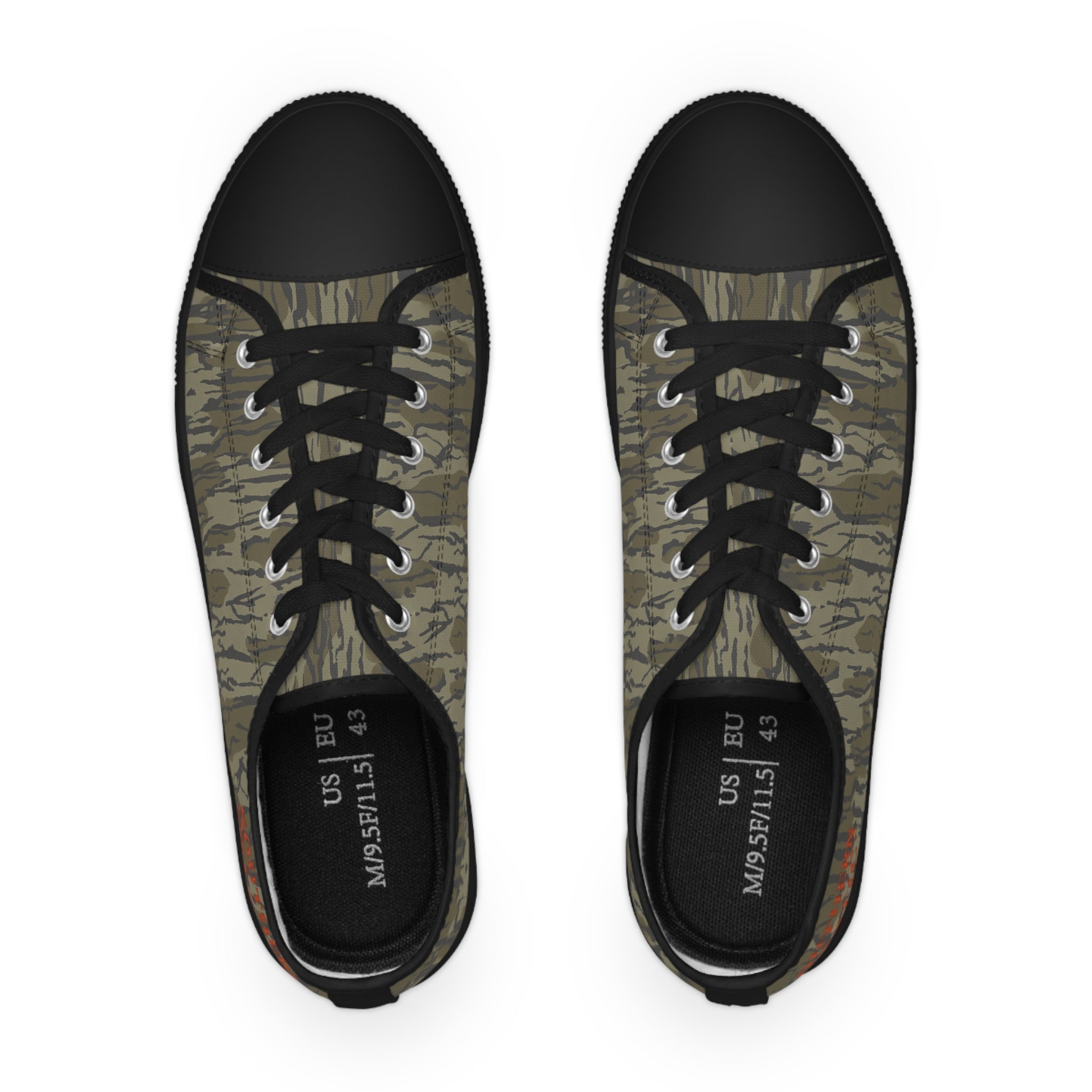 Camo Tiger Stripe Men’s Low Top Sneakers — Rugged Olive Military Style