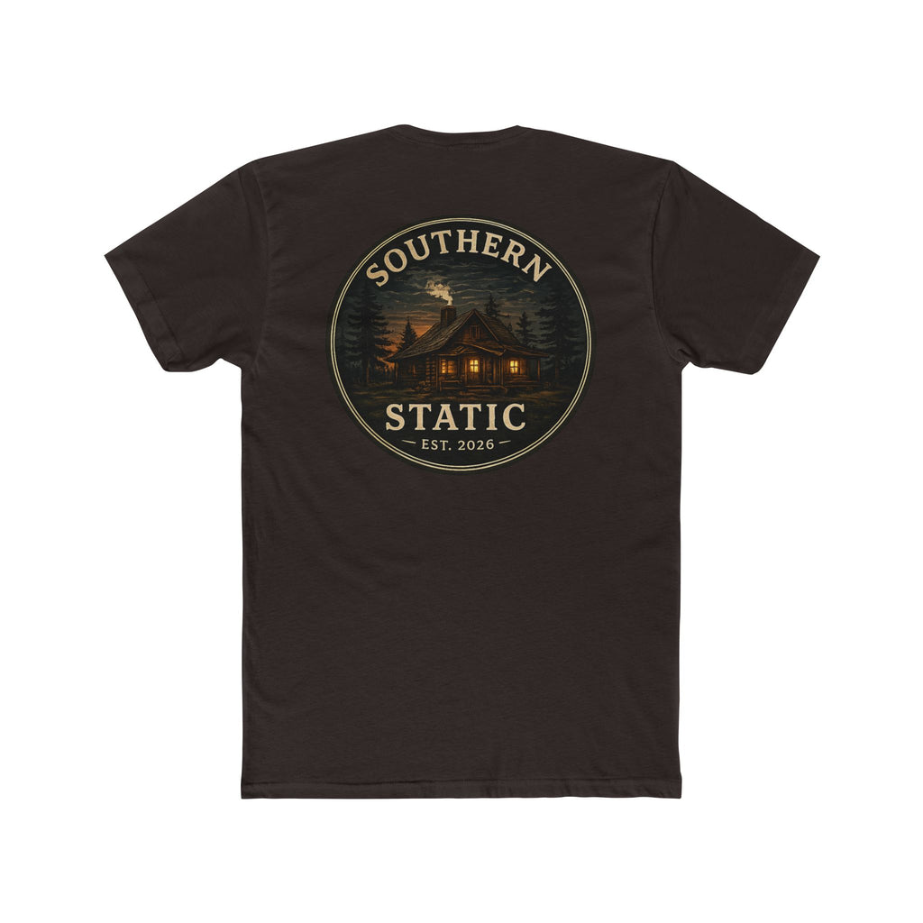Southern Static Cabin Tee — Rustic Mountain Logo T-Shirt