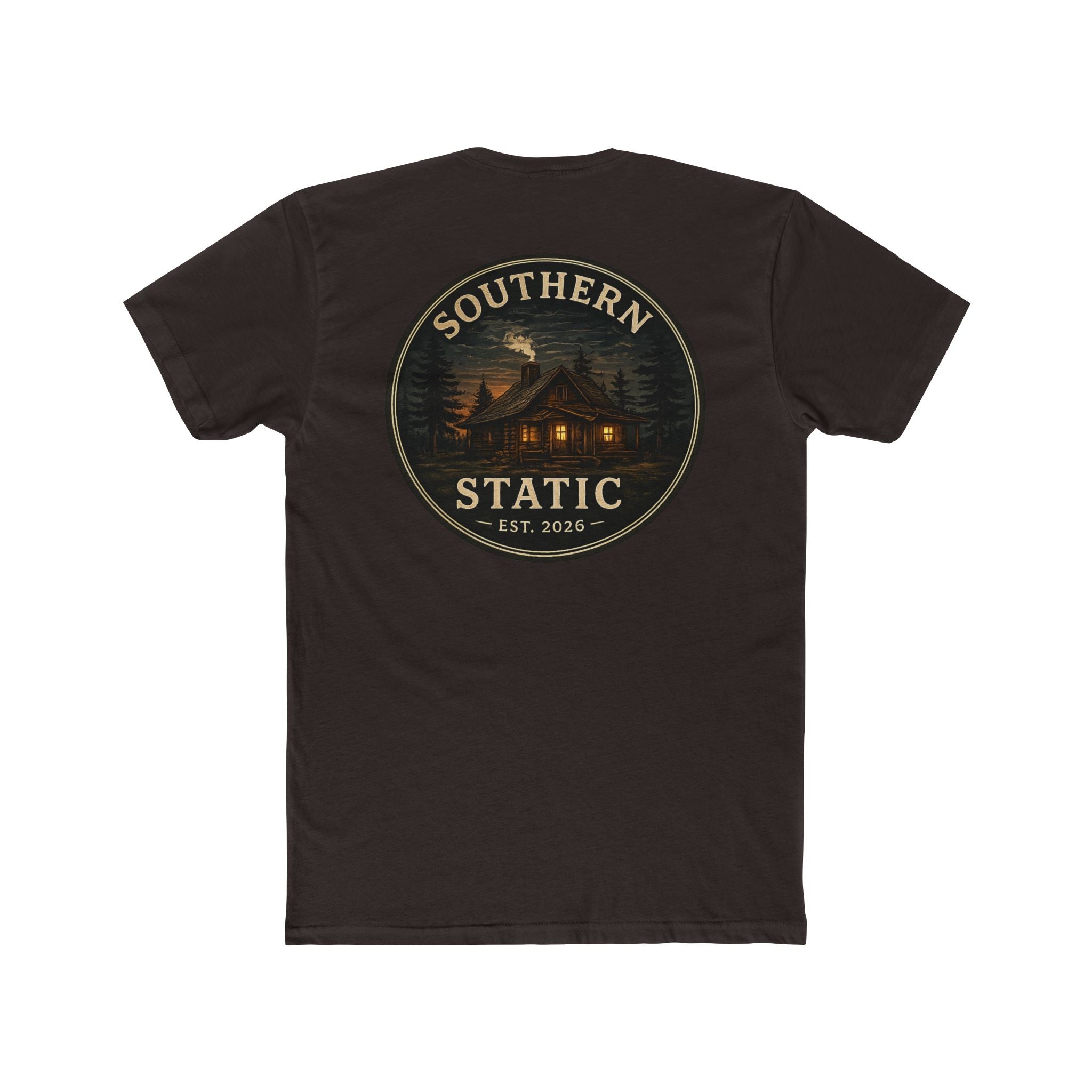 Southern Static Cabin Tee — Rustic Mountain Logo T-Shirt