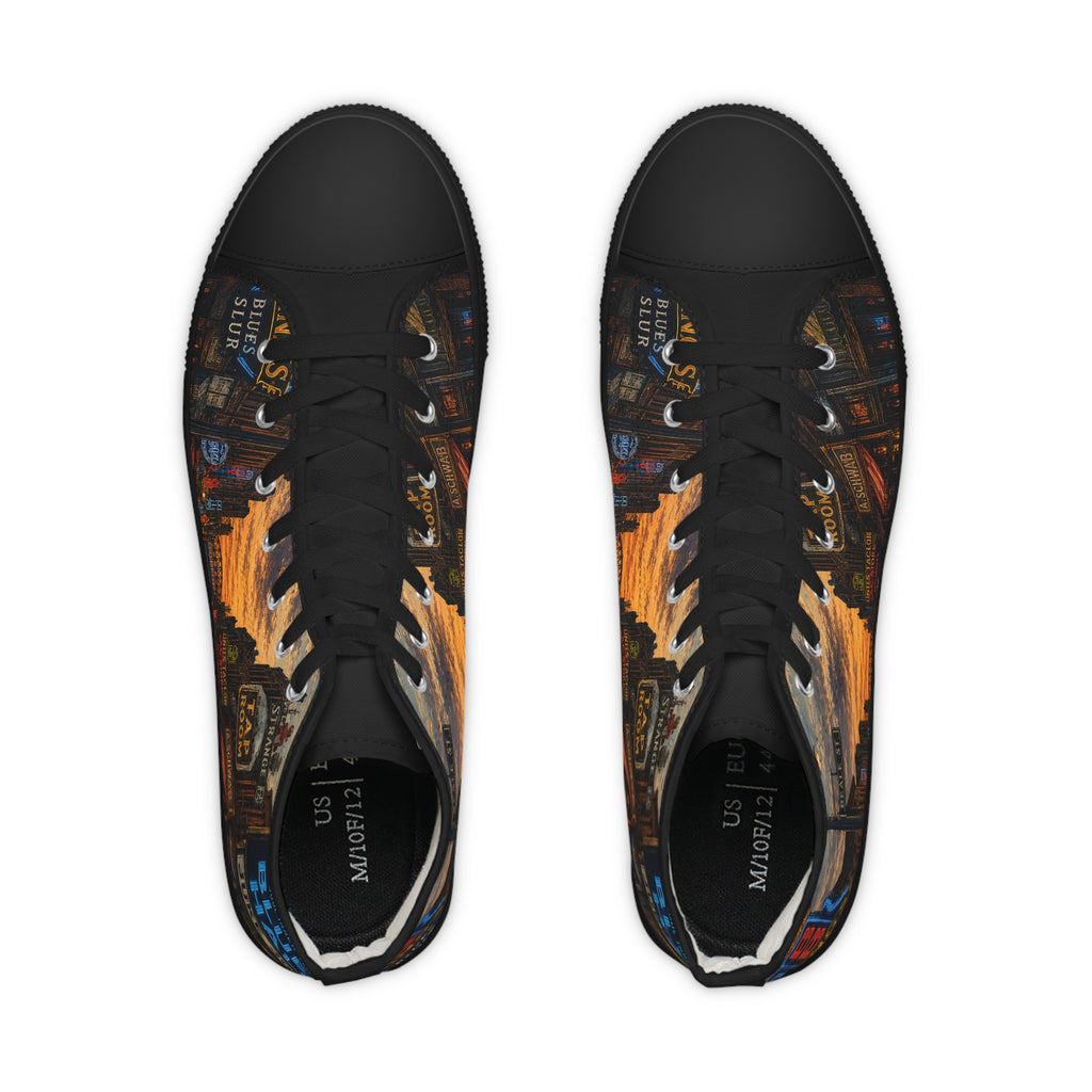 High Top Sneakers - Urban Sunset Cityscape Print