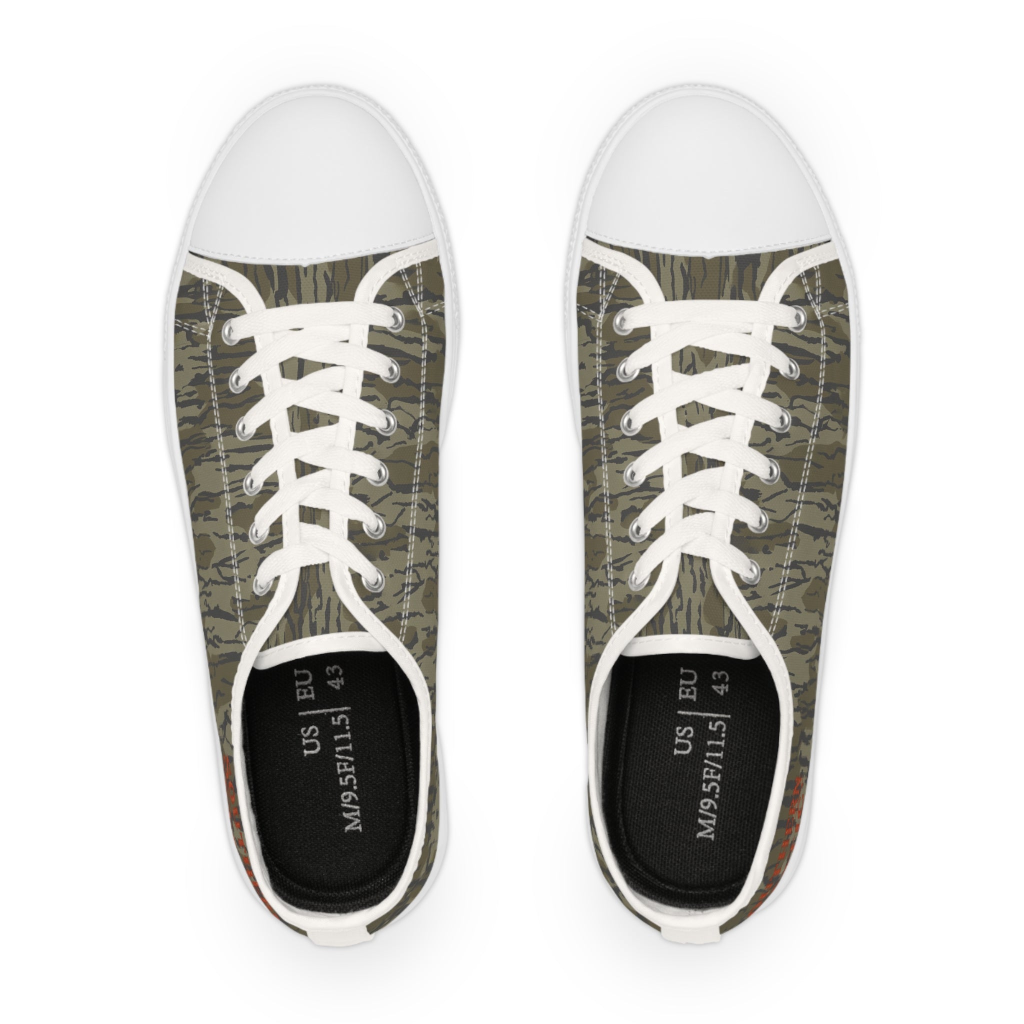 Camo Tiger Stripe Men’s Low Top Sneakers — Rugged Olive Military Style