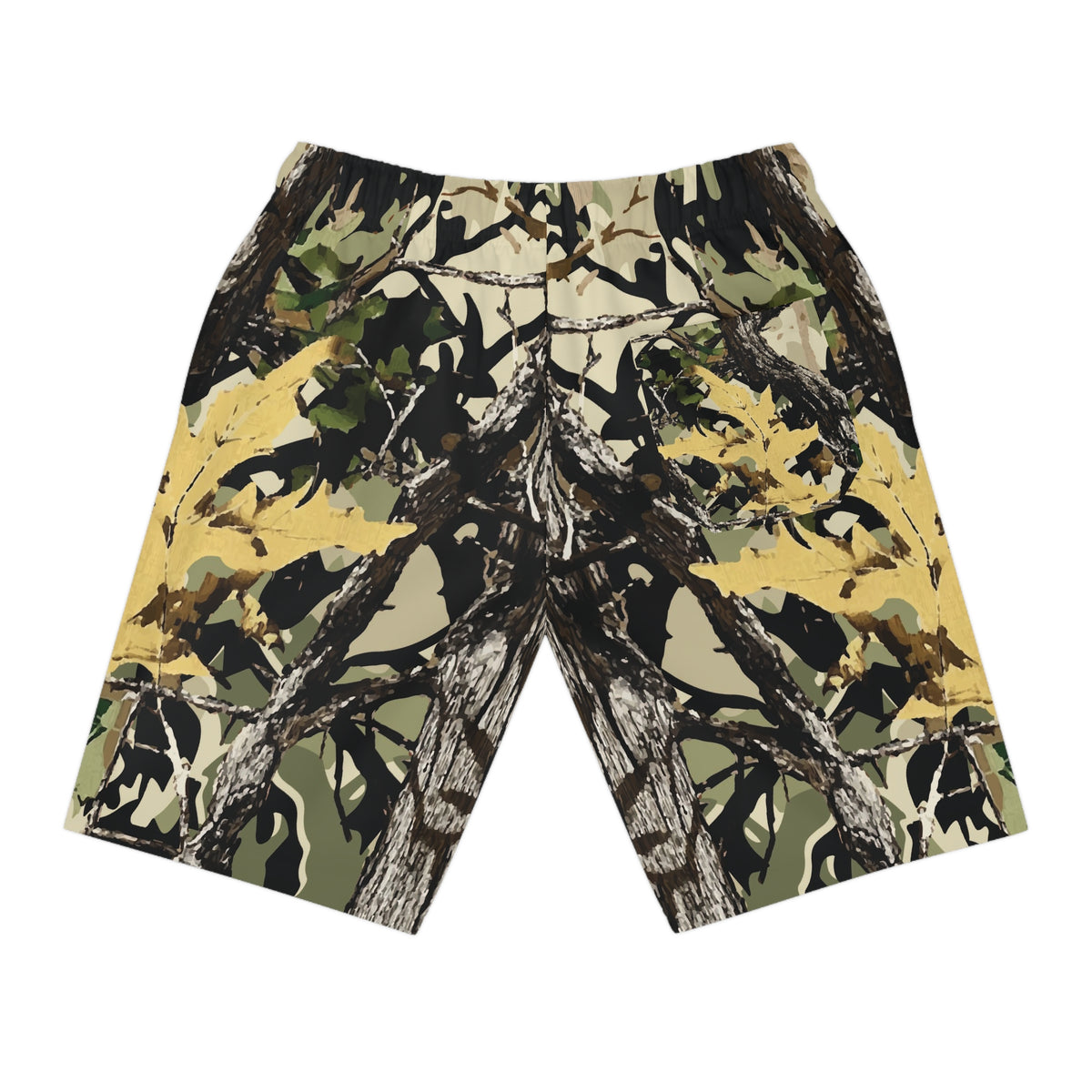 Camo Hunting Athletic Shorts — Realtree Woodland Print Long AOP