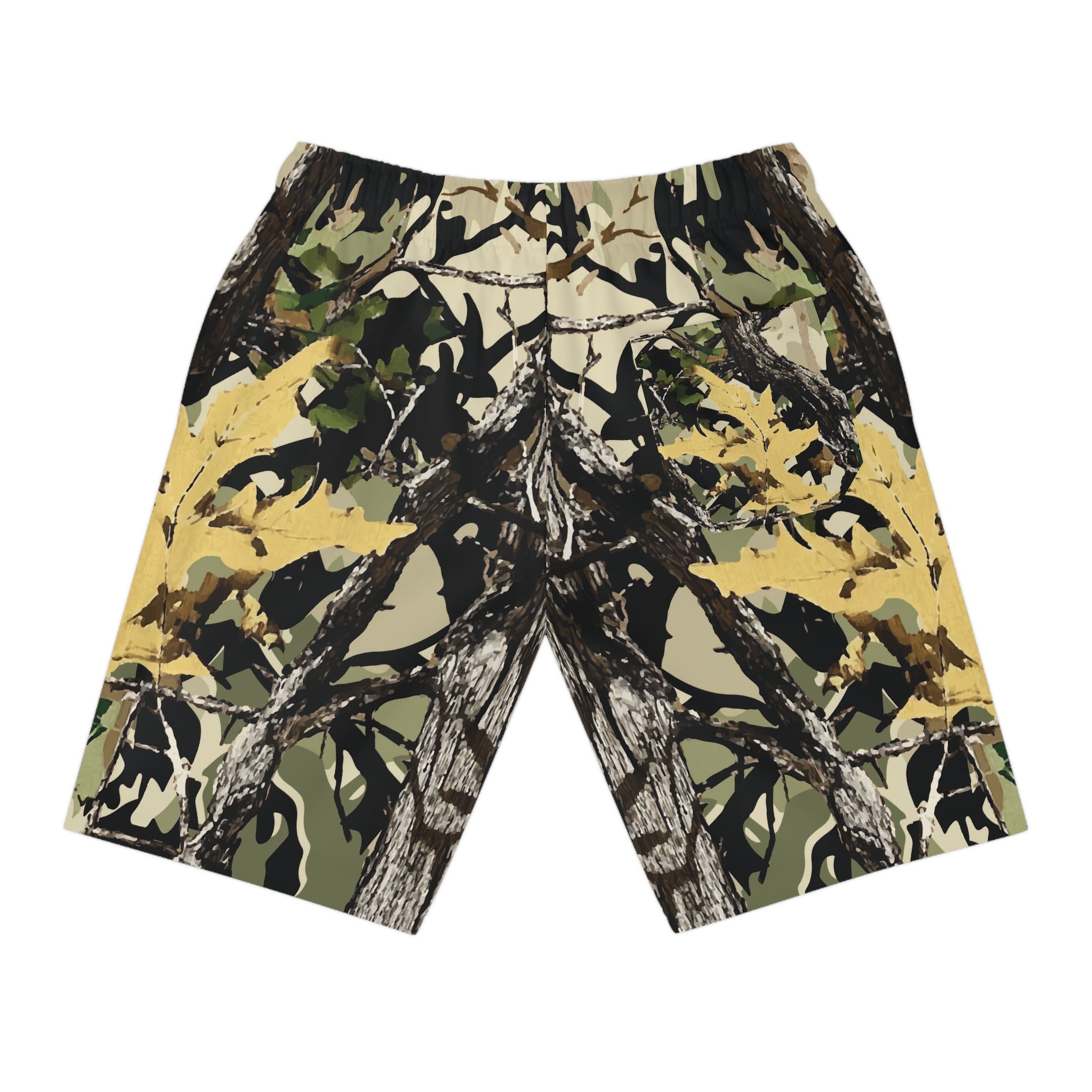Camo Hunting Athletic Shorts — Realtree Woodland Print Long AOP