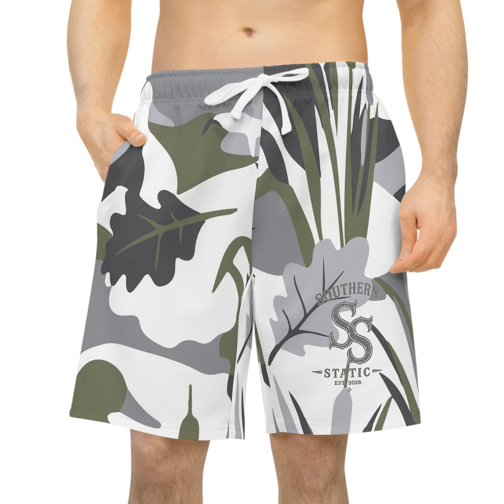 Camouflage Wetland Athletic Shorts — Duck & Reeds Camo Print