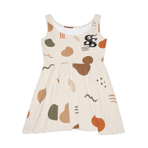 Abstract Earth Tone Shapes Skater Dress | AOP