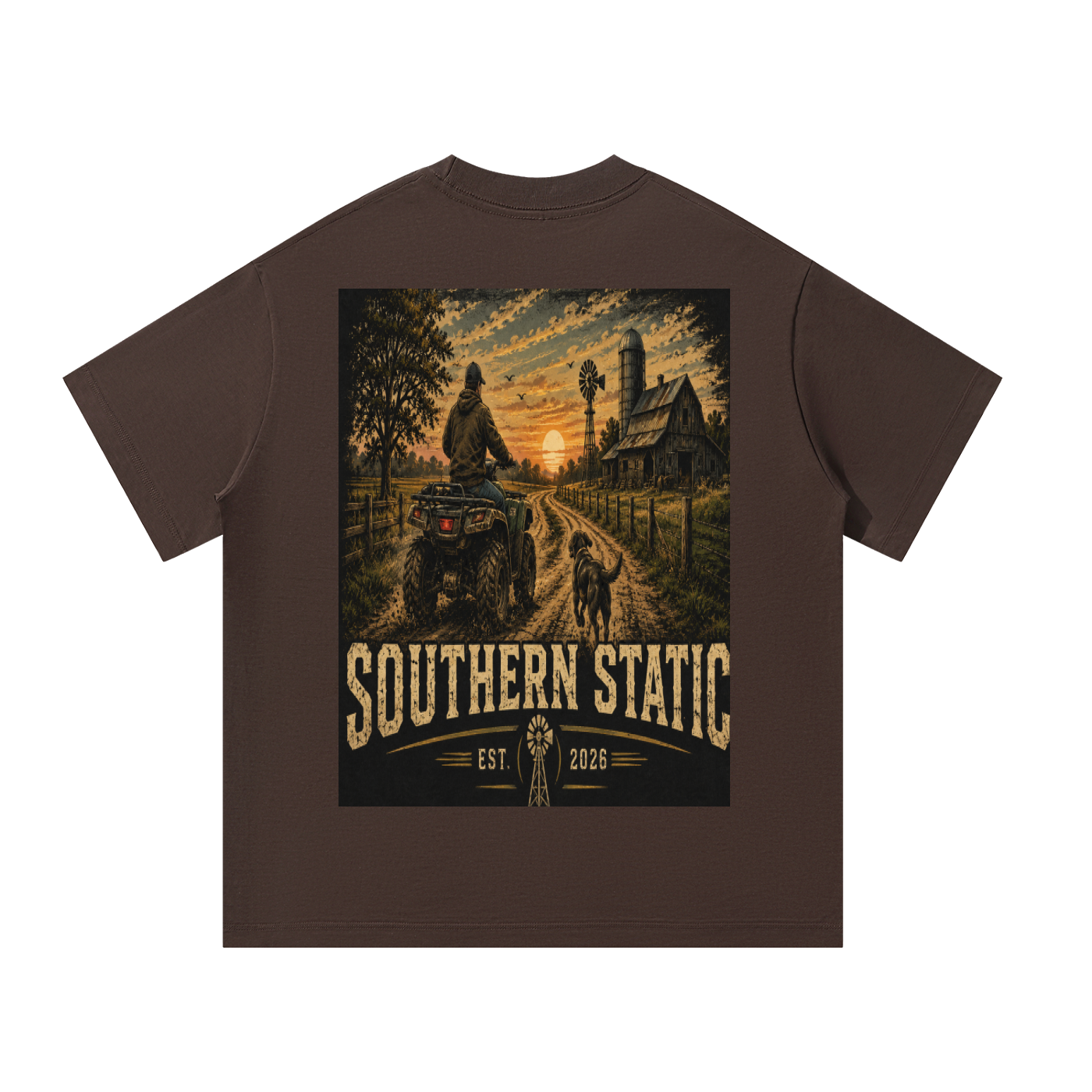 Southern Static – Country Roads & Sunset Rides | Vintage ATV Farm Life Graphic Tee