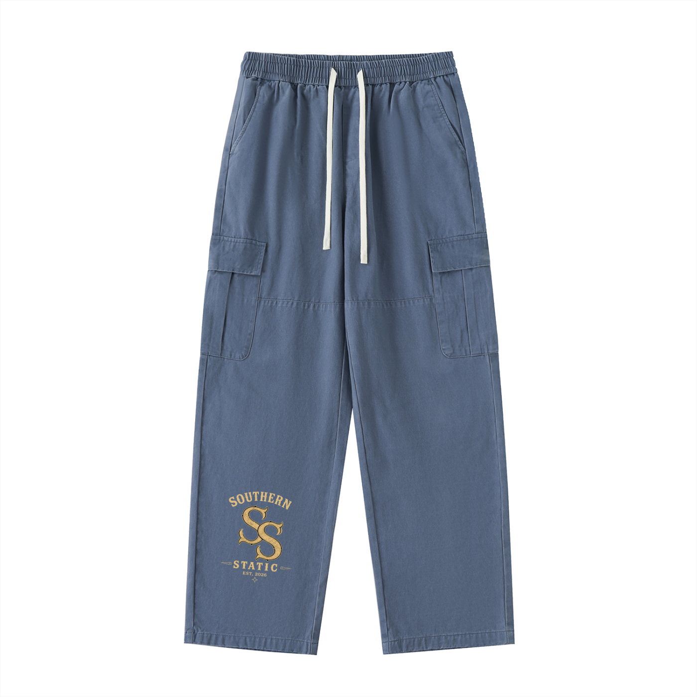 Drawstring Waist Straight-Leg Cargo Pants