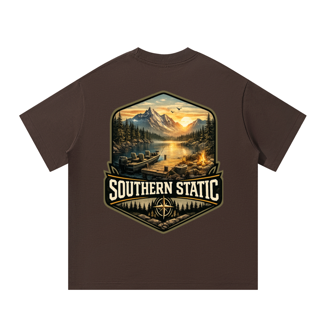 Southern Static – Mountain Lake Retreat | Vintage Outdoor Adventure Graphic Tee