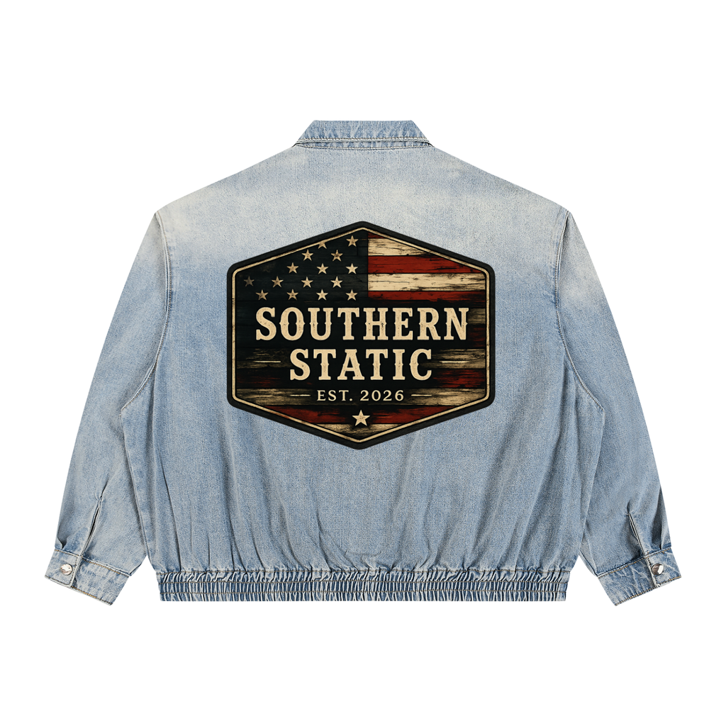 Unisex Vintage Wash Full-Zip Denim Jacket