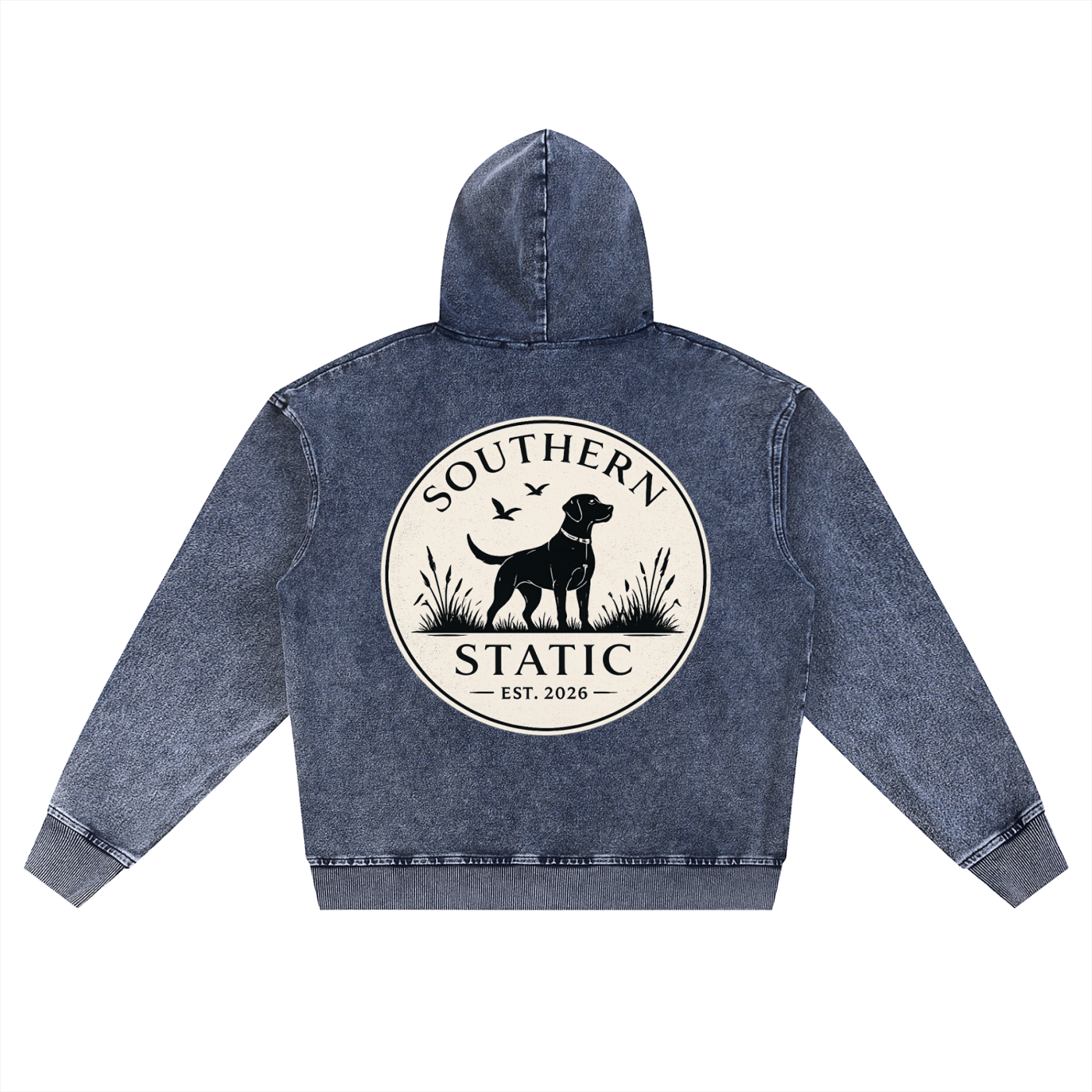 Snow Wash Oversized Zip-Up Hoodie